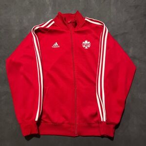 Adidas Canada Track Jacket Full Zip Red White Maple Leaf Soccer Men's Medium